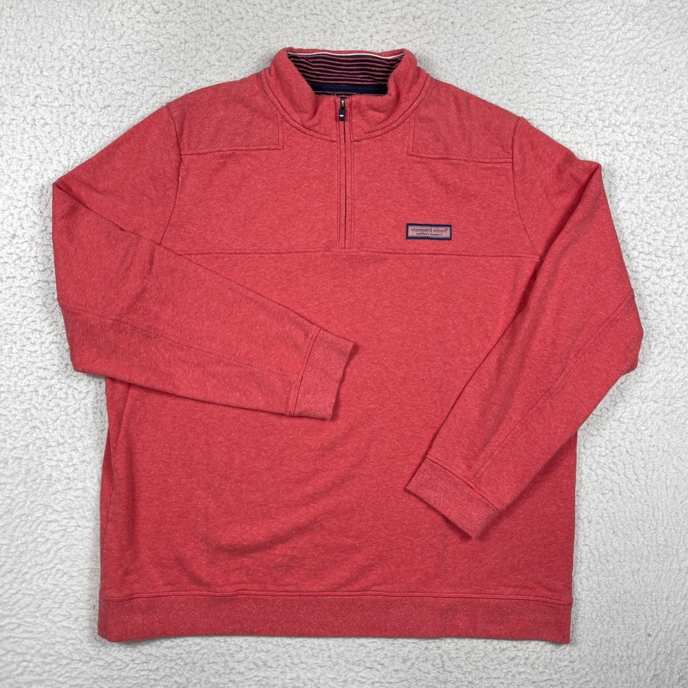 Vineyard Vines Pullover Mens XXL Red Shep Shirt Quarter Zip Preppy Coastal